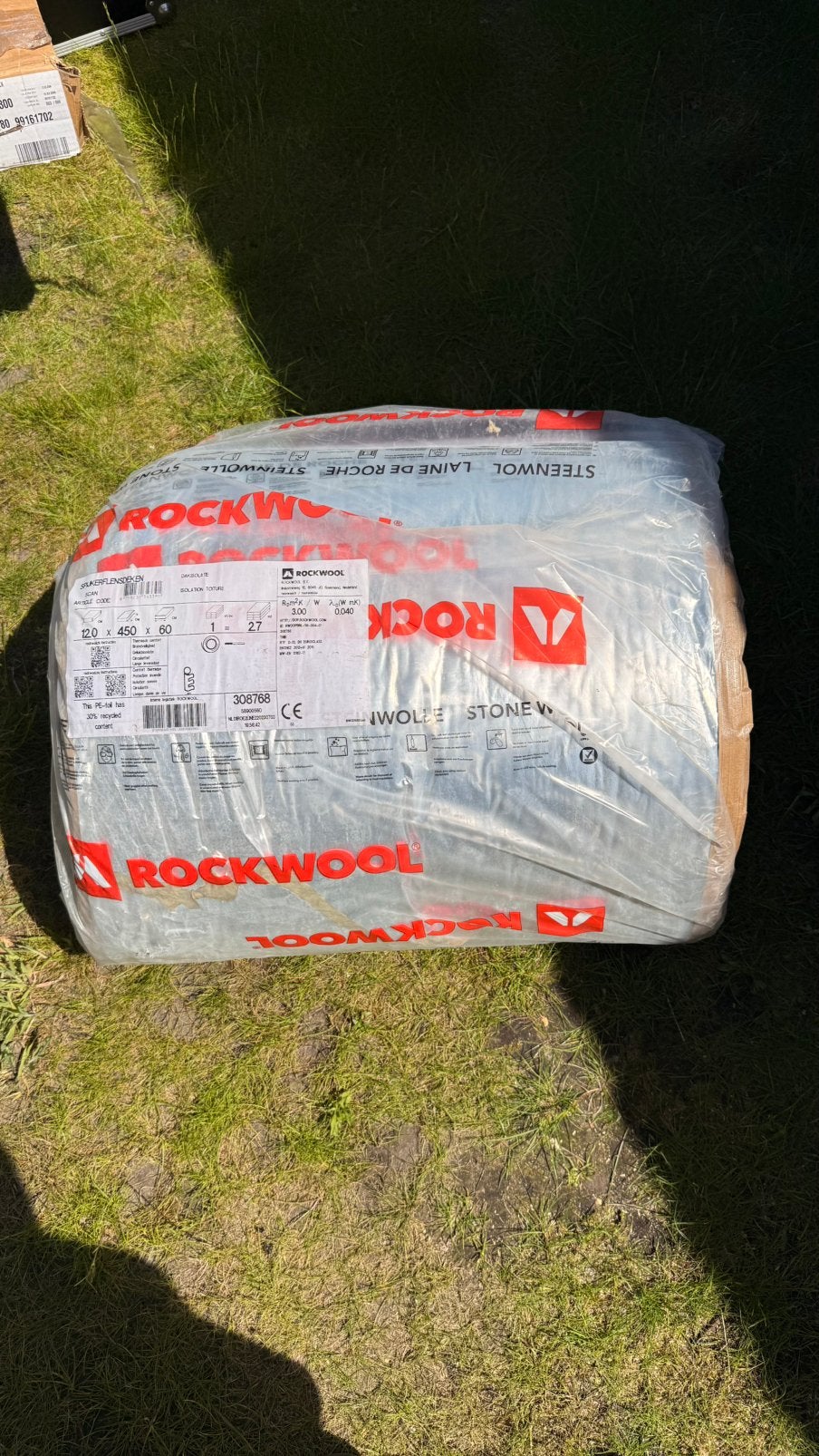 Nieuwe Rockwool spijkerflensdeken 120 mm – 450 x 60 cm, Ophalen, Nieuw, Steenwol, Dakisolatie