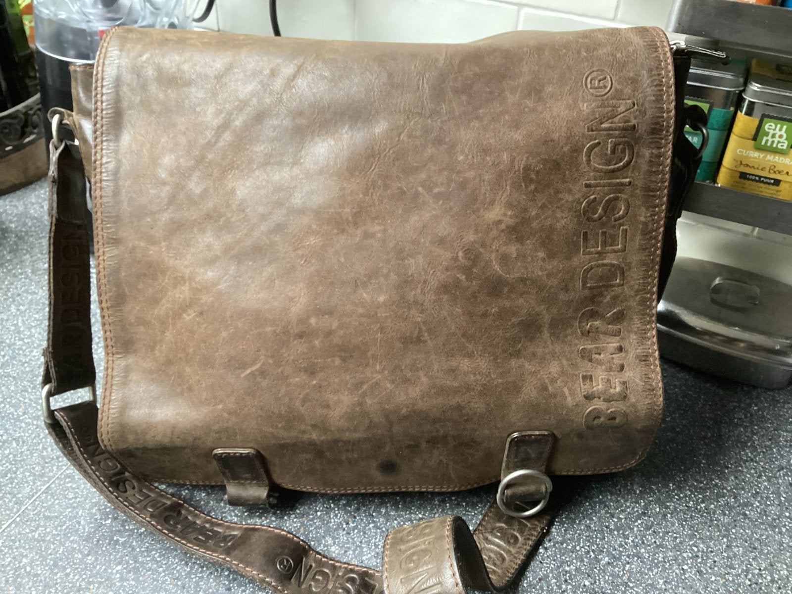 Bear Design Laptoptas - Bruin Leer, Overige merken, Gebruikt, Bruin, Ophalen of Verzenden