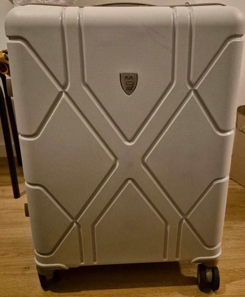Hardcase beige koffer, Sieraden, Tassen en Uiterlijk, Koffers, Wieltjes, Gebruikt, 50 tot 60 cm, Hard kunststof