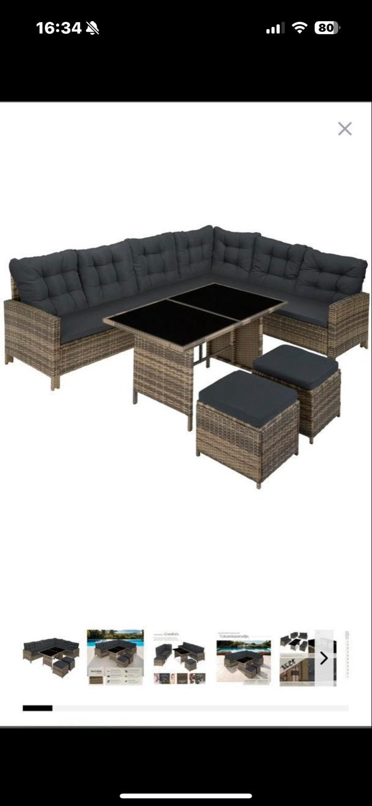 Lounge set tuin incl. Kussens, Ophalen, Kunststof, Meer dan 8 zitplaatsen, Zo goed als nieuw