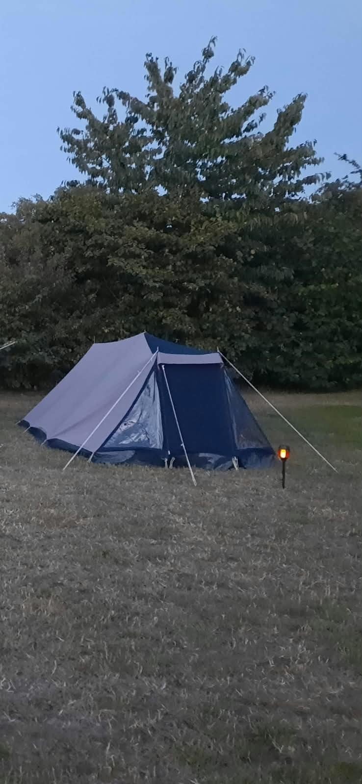 2-persoons katoenen tent met voortent - Zo goed als nieuw, Caravans en Kamperen, Ophalen, Zo goed als nieuw, Tot en met 2