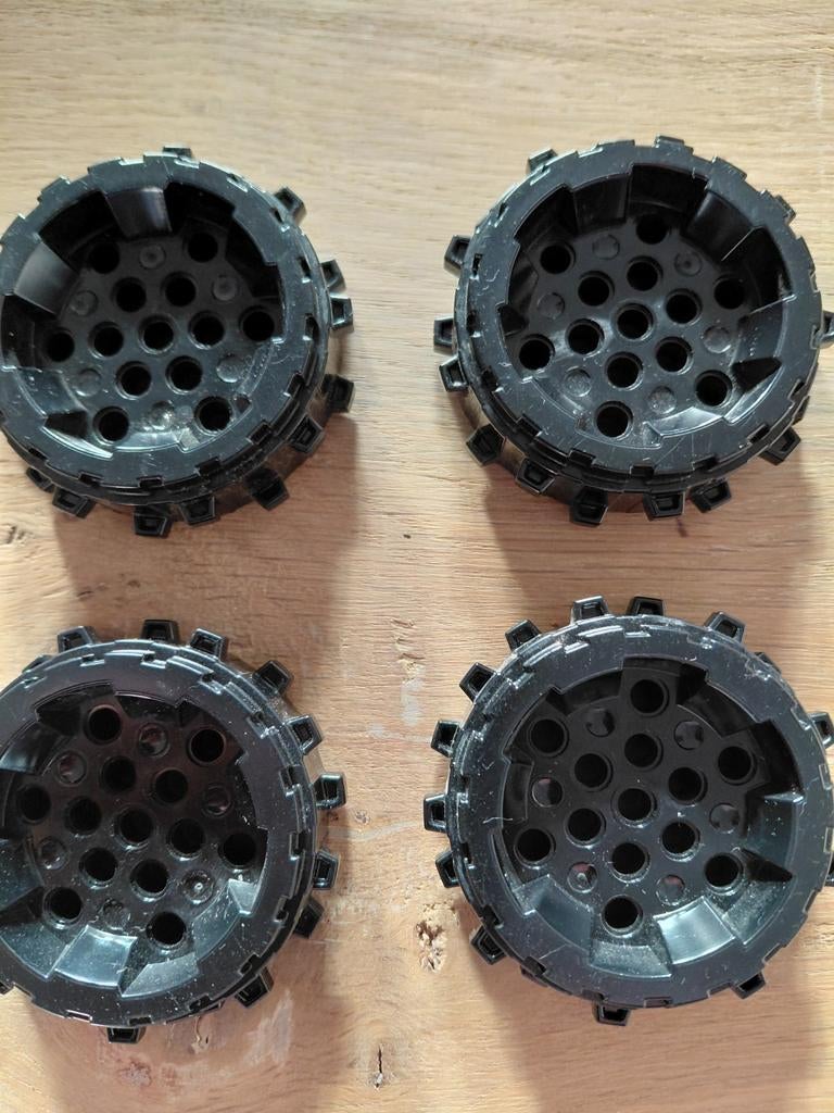 4x LEGO Technic rupsbandwielen zwart, Gebruikt, Lego, Ophalen of Verzenden, Technic