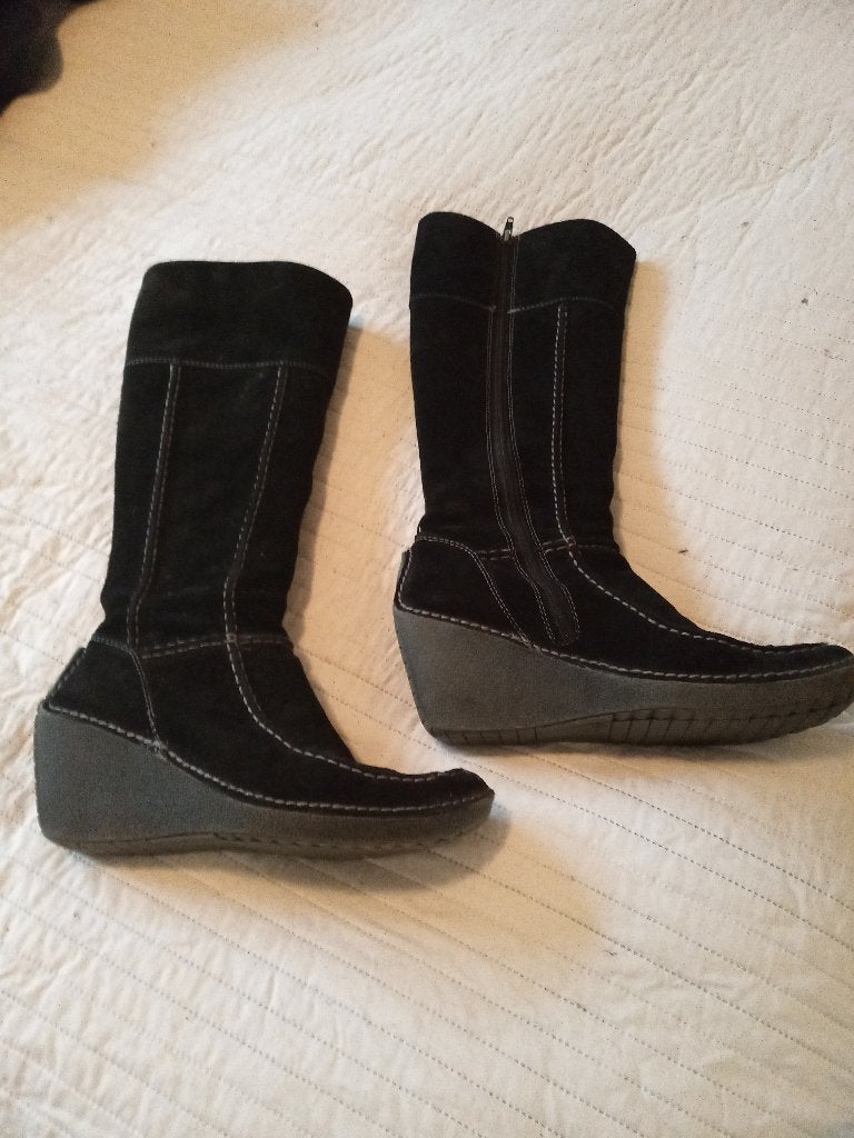 SUEDE LAARZEN MET SLEEHAK, Hoge laarzen, Bruin, Ophalen of Verzenden, Zo goed als nieuw