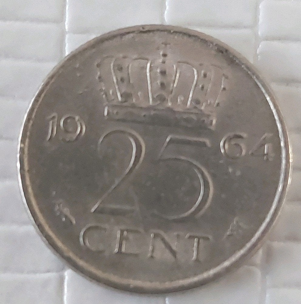 25 Cent Munt Koningin Juliana 1964, Postzegels en Munten, Ophalen of Verzenden, Koningin Juliana, 25 cent, Losse munt