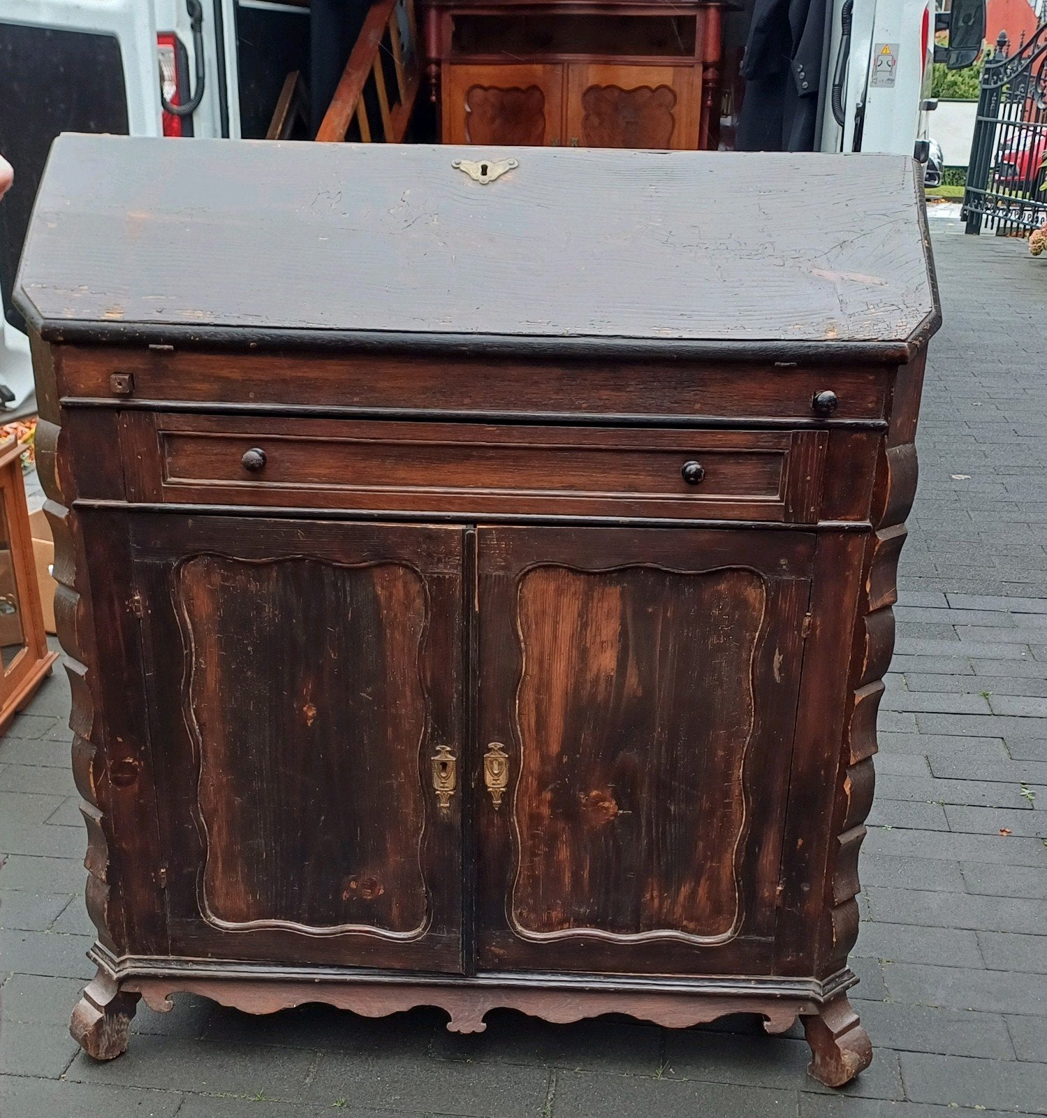 Antieke Burokast / Secretaire - Authentiek Houten Meubel, Ophalen