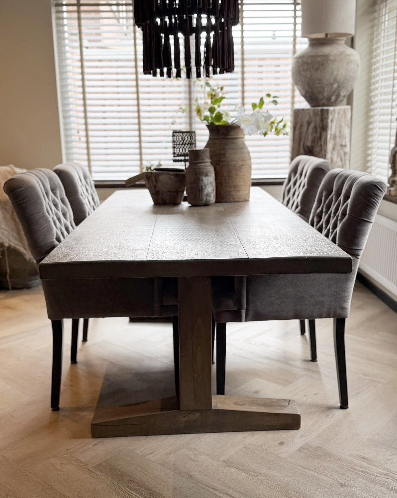 4 landelijk gecaptioneerde stoelen Olav home velours, Ophalen of Verzenden, Zo goed als nieuw, Stof
