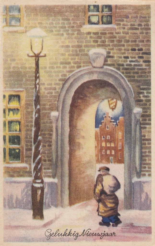 KERST STAD SNEEUW UIT 1946 ZEER MOOIE OUDE KAART KN837, Ophalen of Verzenden, 1940 tot 1960, Gelopen, Overige thema's