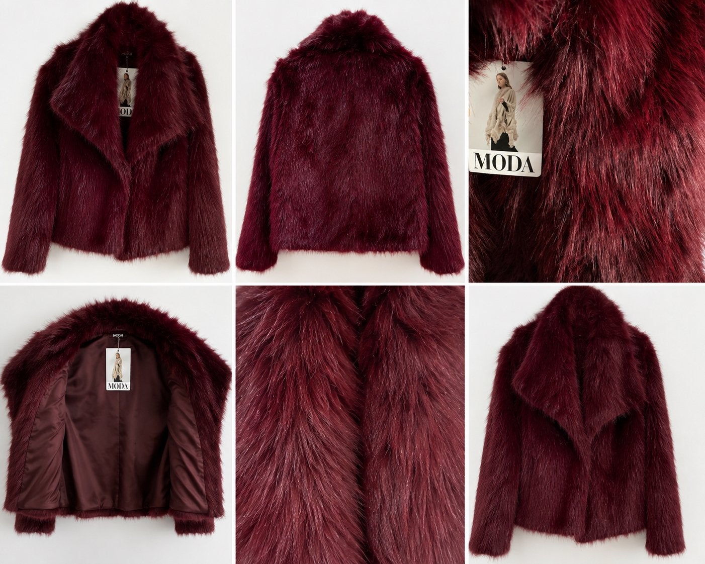 Nieuwe wine bordeaux imitatiebontjas MODA  met prijskaartje, Ophalen of Verzenden, Zo goed als nieuw, Maat 38/40 (M), Rood