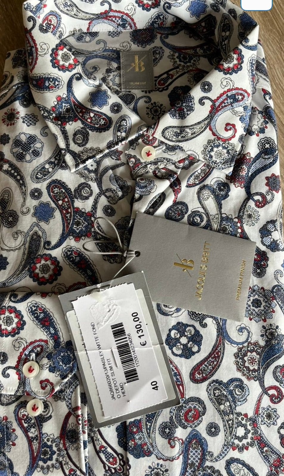 Jacques Britt slimfit overhemd, maat 40, nieuw, wvp €130,00, Overige kleuren, Nieuw, Nvt, Nvt