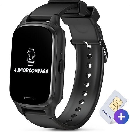 JuniorCompass 4G Smartwatch kinderen, Ophalen of Verzenden, Zo goed als nieuw, Zwart, Jongen of Meisje
