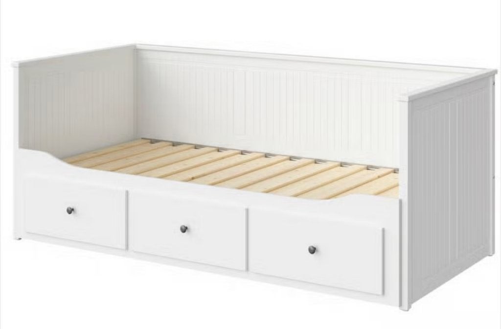 GERESERVEERD - IKEA Hemnes Bedbank met 3 lades - Wit, Ophalen, Eenpersoons, Scandinavisch, Klassiek, Wit