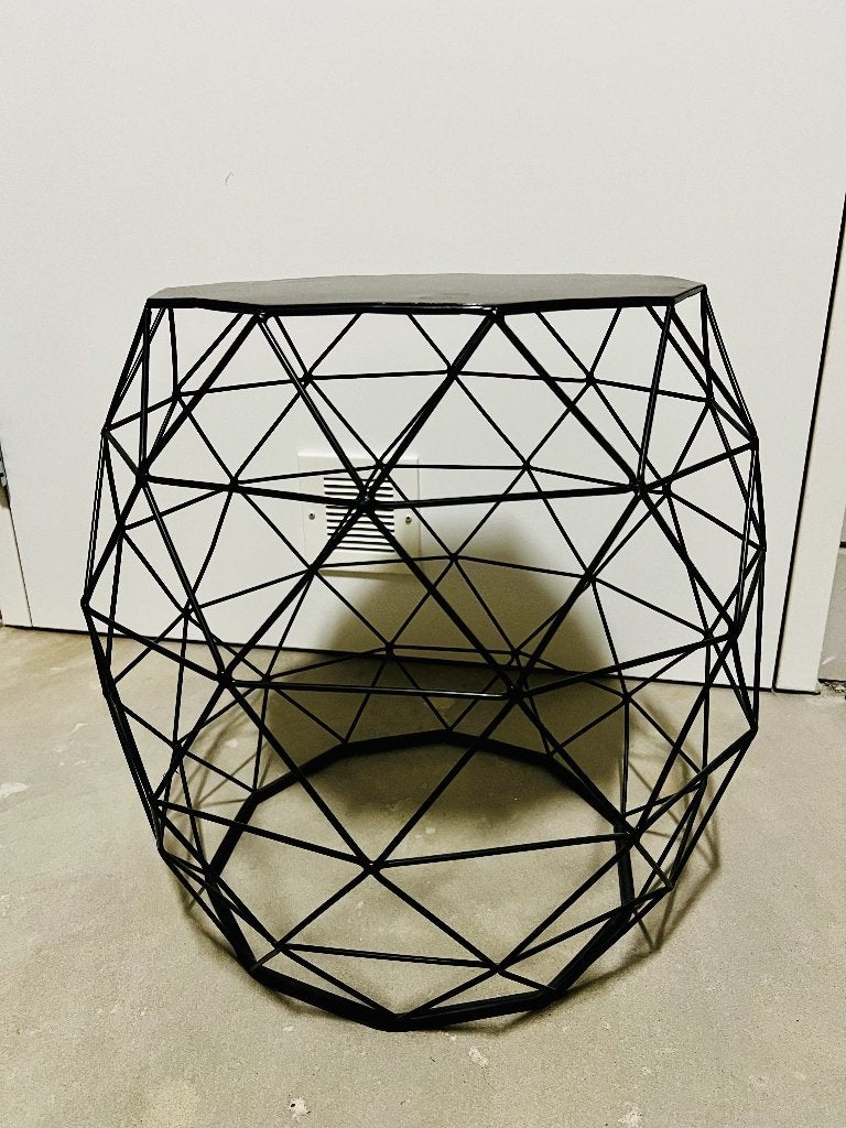 Rond stalen bijzettafel / Round steel side table, Overige materialen, Gebruikt, Rond, 55 tot 75 cm