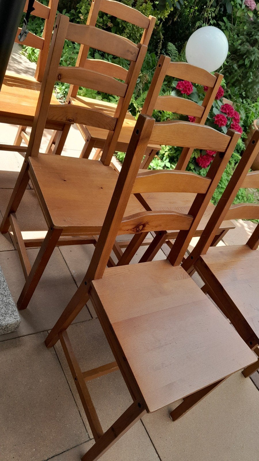 6 houten stoelen keukenstoel hout, Ophalen, Gebruikt, Bruin, Hout