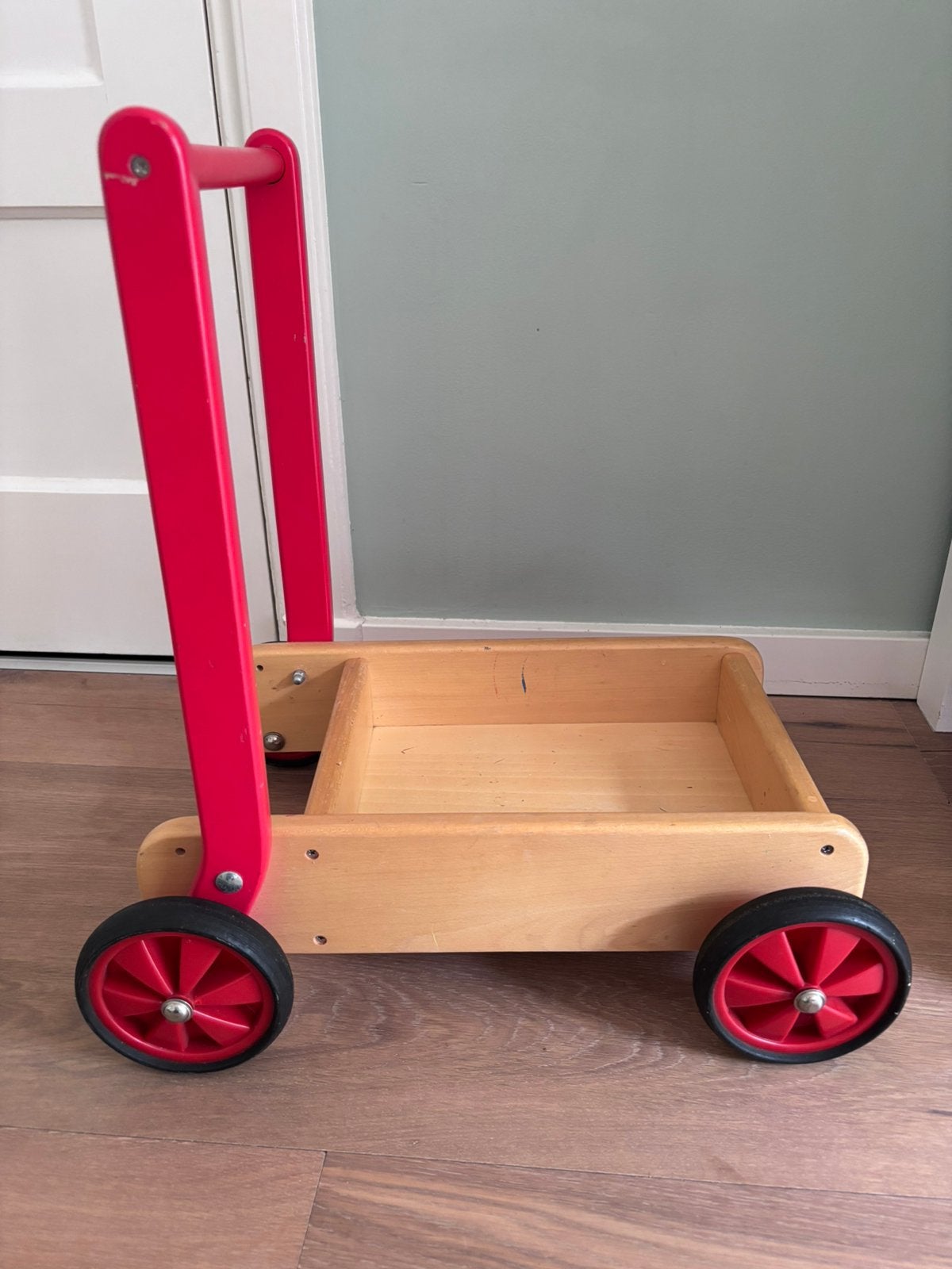 loopwagen / blokkenkar Allehand Wooden Toys, Ophalen, Zo goed als nieuw, Duw- of Trekspeelgoed