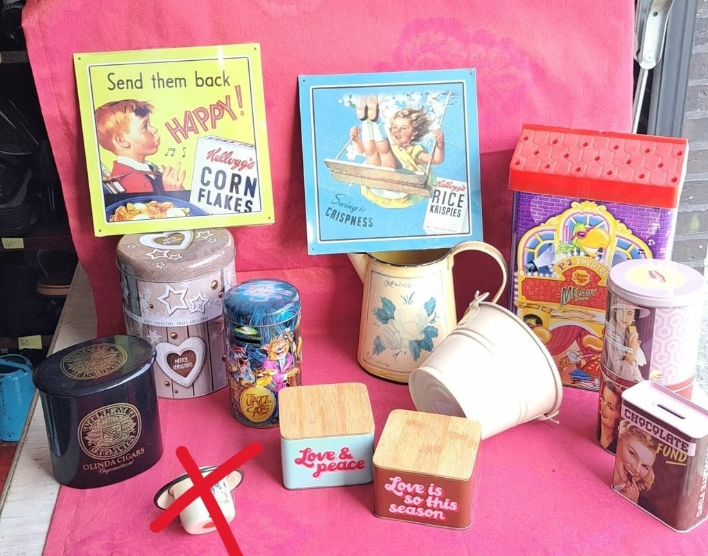 vintage én retro emaille, petroleumkan, spaarpot, doosjes..., Antiek en Kunst, Antiek | Emaille, Ophalen of Verzenden