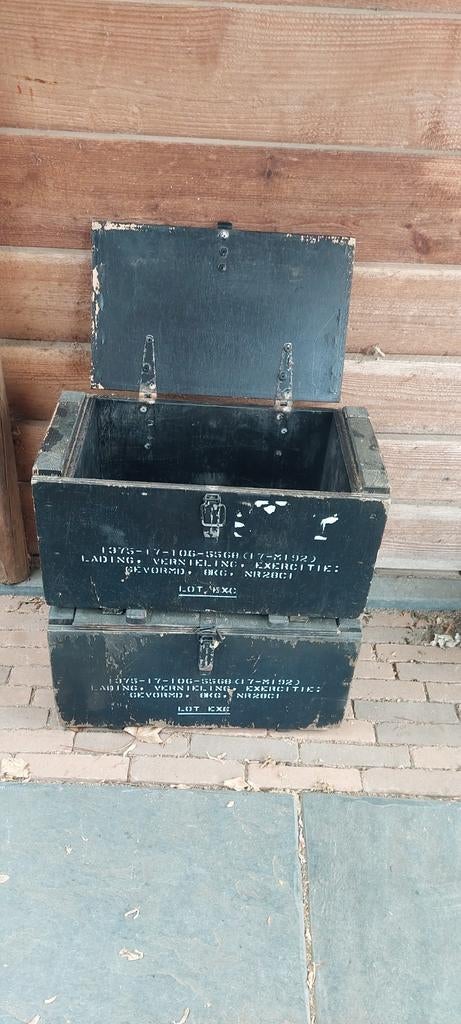 Vintage Legerkist - Robuuste Houten Opbergkist, Ophalen, Minder dan 50 cm, Gebruikt, 50 tot 100 cm