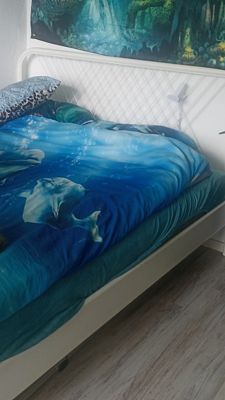 Wit metalen bed 140x200, Gebruikt, Eenpersoons, Wit, 200 cm