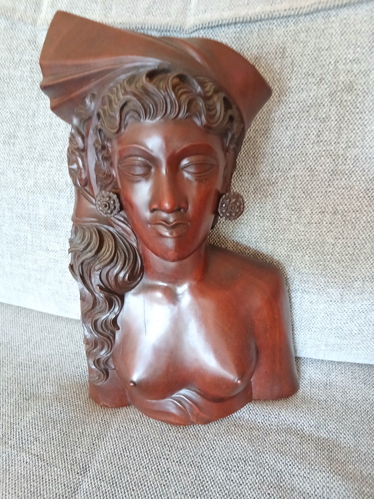 Houten wanddecoratie van vrouw met hoofddoek, Ophalen, Handgemaakt, Wanddecoratie, Hout