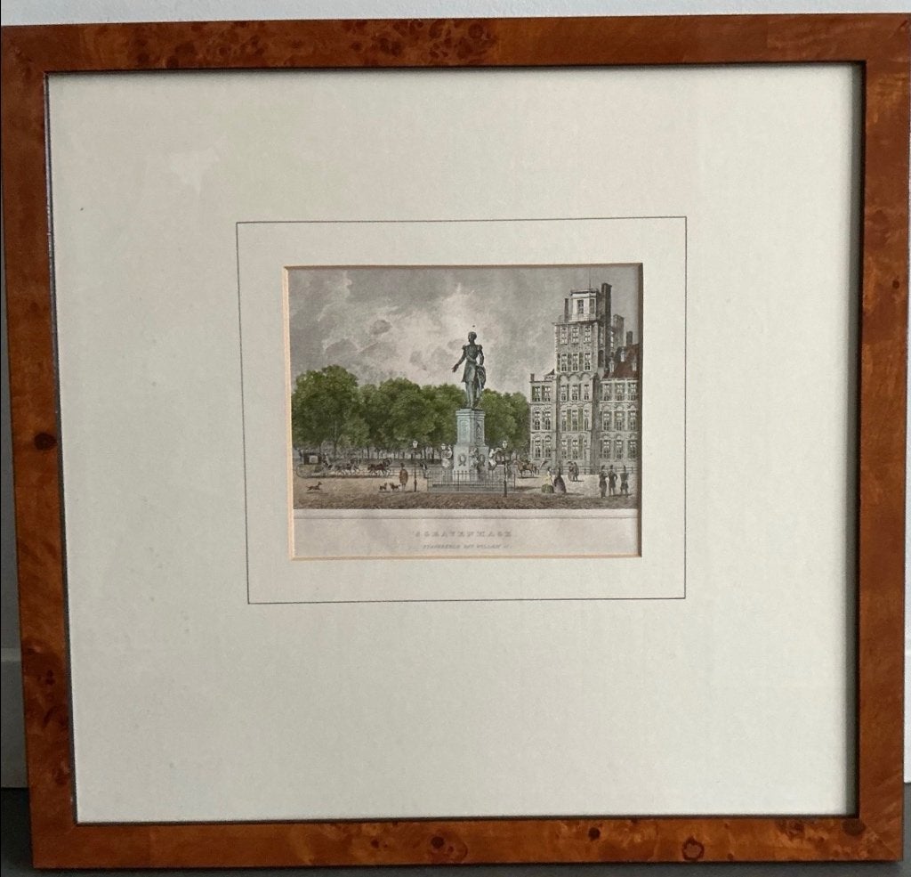 Antieke Prent Willem II ingelijst, 36 cm, Achter glas, 38 cm, Ophalen of Verzenden