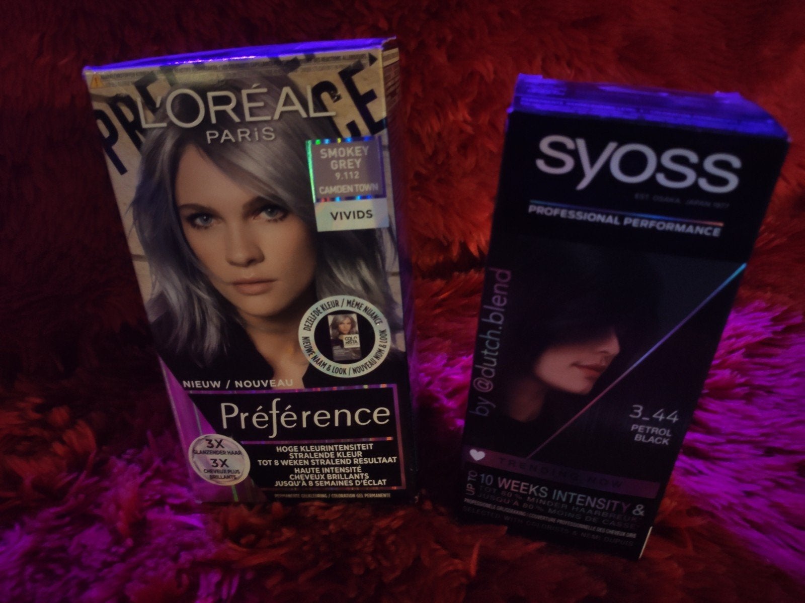 2x haarverf L'Oréal Smokey Grey + Syoss Petrol Black, Ophalen of Verzenden, Nieuw, Overige typen