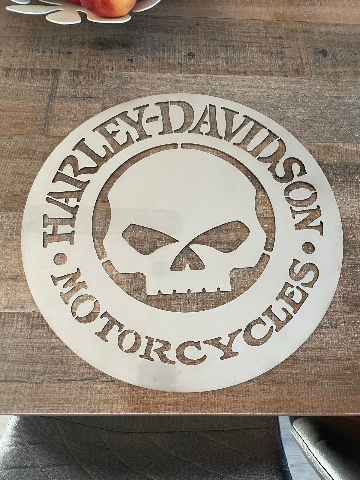 RVS Harley Davidson Skull Wanddecoratie, Ophalen of Verzenden