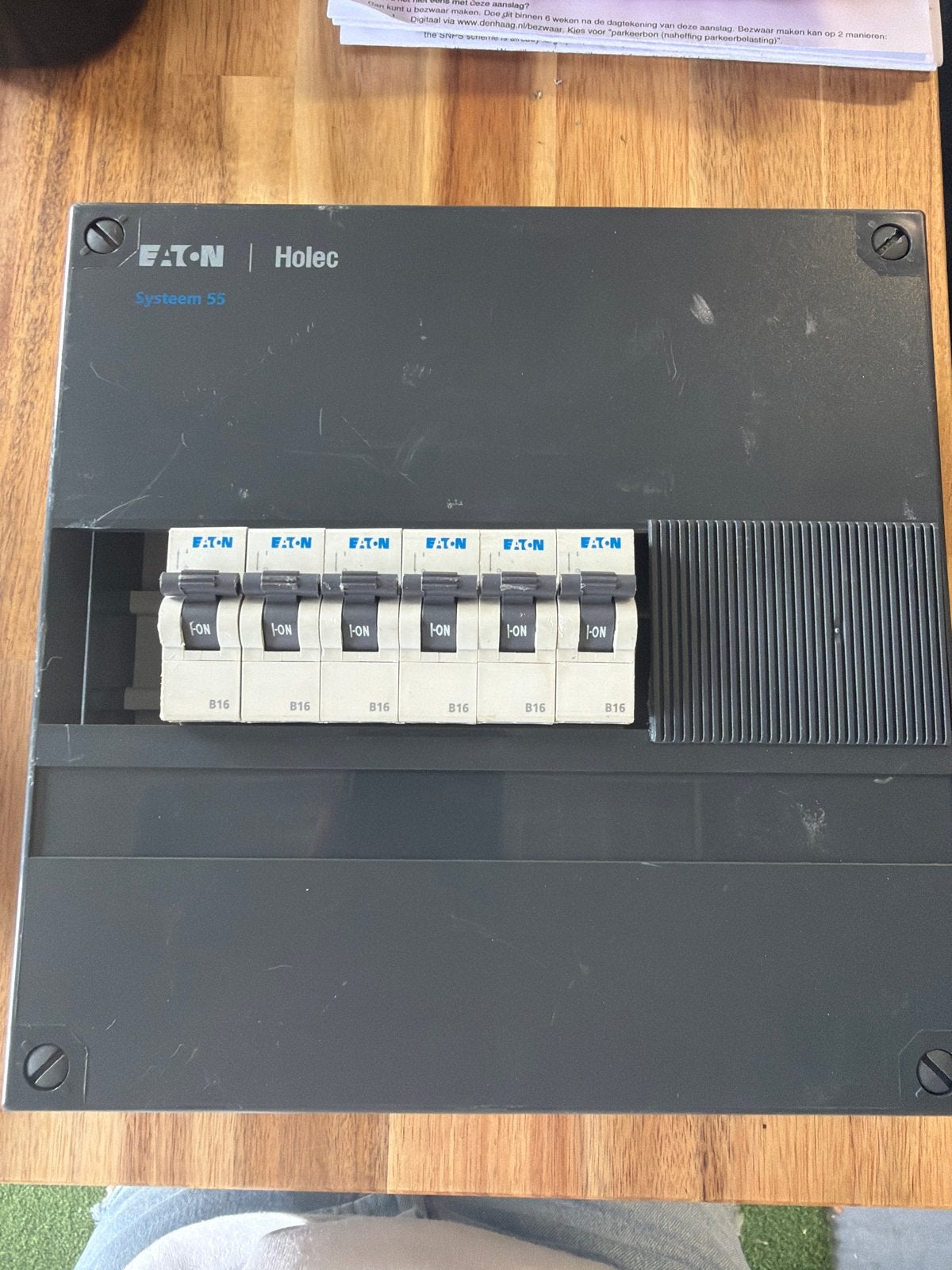 Eaton Holec Groepenkast Systeem 55 met 6 installatieautomate, Ophalen of Verzenden, Gebruikt, Eaton, Groepenkast