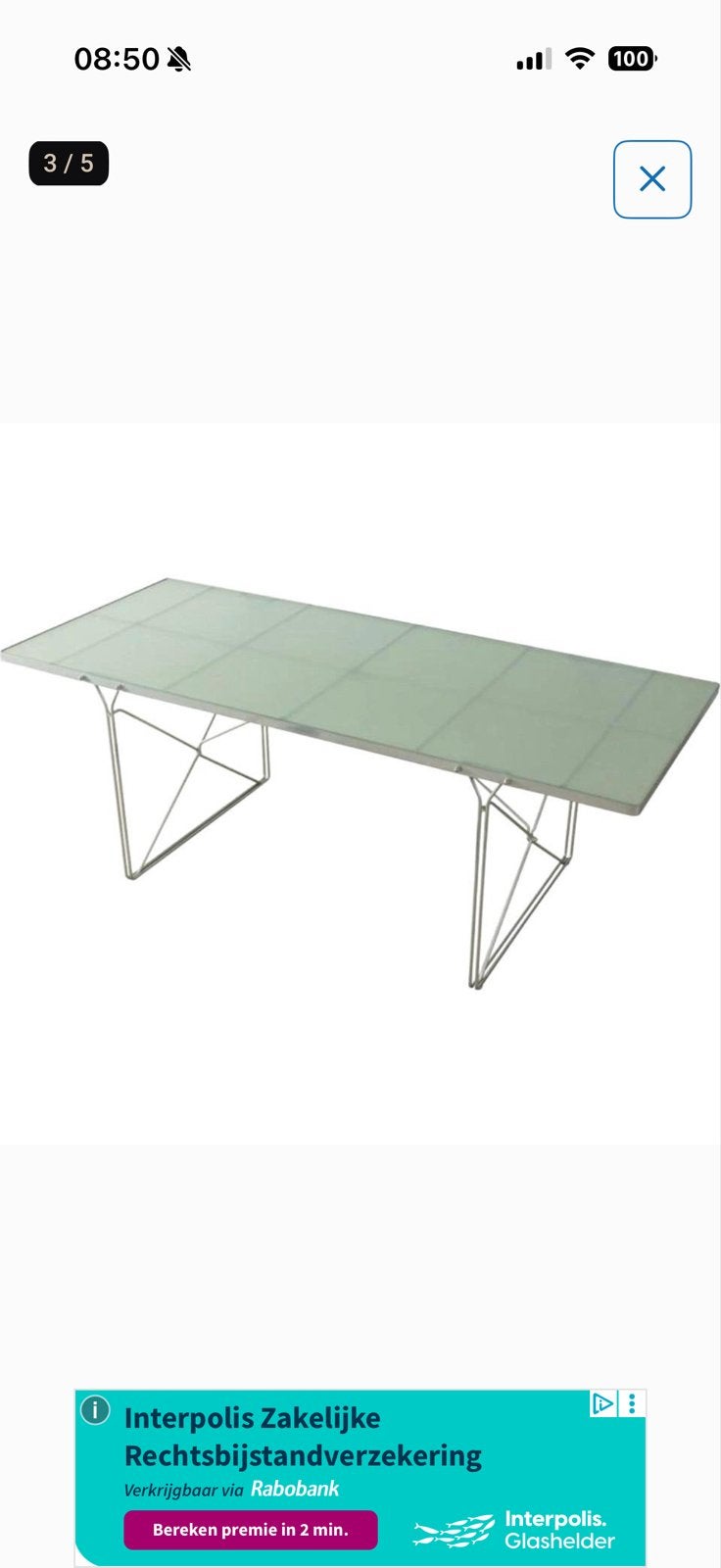 Vintage IKEA MOMENT Eettafel, Niels Gammelgaard ('80s), Huis en Inrichting, Ophalen, 50 tot 100 cm, 150 tot 200 cm, Vier personen