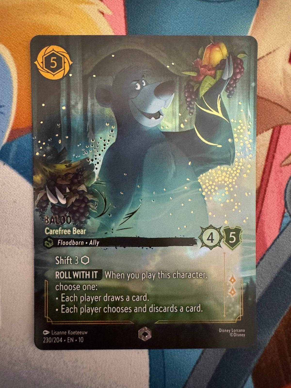 Disney Lorcana: Enchanted Baloo - Carefree Bear 230/240, Ophalen of Verzenden, Zo goed als nieuw, Losse kaart, Foil