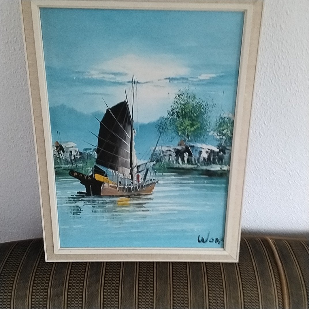 Schilderij van Wong - Maritiem tafereel, nog gaaf en mooi, Ophalen of Verzenden
