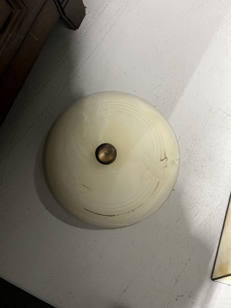 Vintage glazen plafonnière, Beige, Gebruikt, Vintage, Ophalen of Verzenden