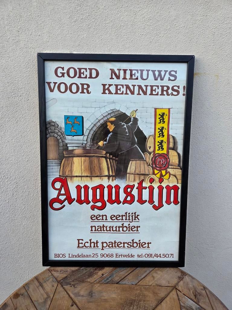 Oud Augustijn bier poster in lijst, Ophalen, Met lijst, A1 t/m A3, Reclame