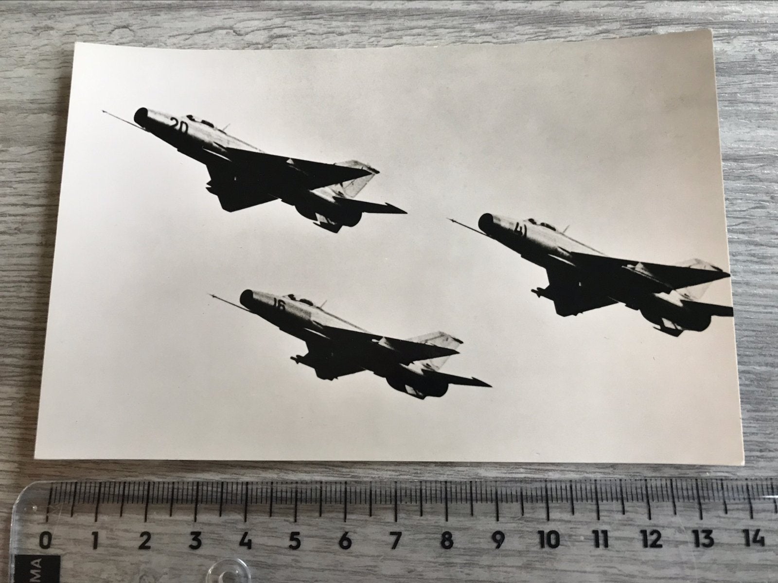 Mikoyan Fishbed formatie Rusland Luchtmacht Vliegtuig kaart, Ophalen of Verzenden, Zo goed als nieuw, Kaart, Foto of Prent