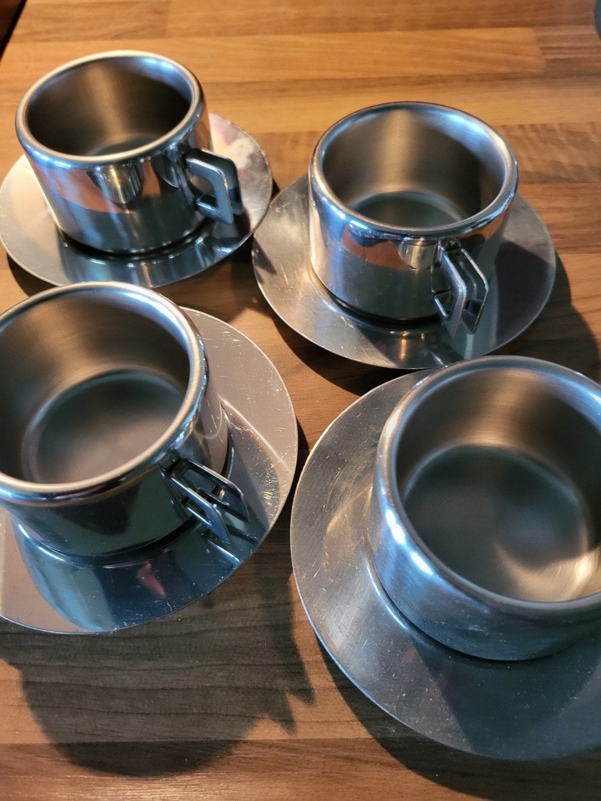 Vintage Casalinghi S.T.O. RVS Dubbelwandige Espressokopjes, Huis en Inrichting, Ophalen, Overige materialen, Overige stijlen, Kop(pen) en/of Schotel(s)
