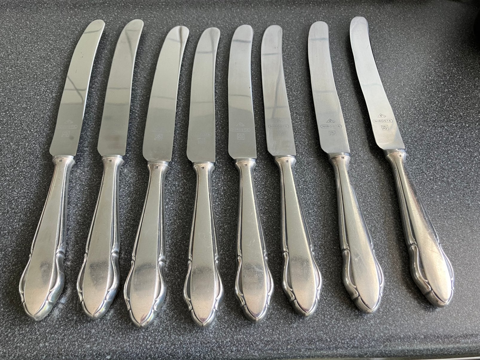 WMF messen (12 stuks) met zilver handvat, Antiek en Kunst, Ophalen of Verzenden