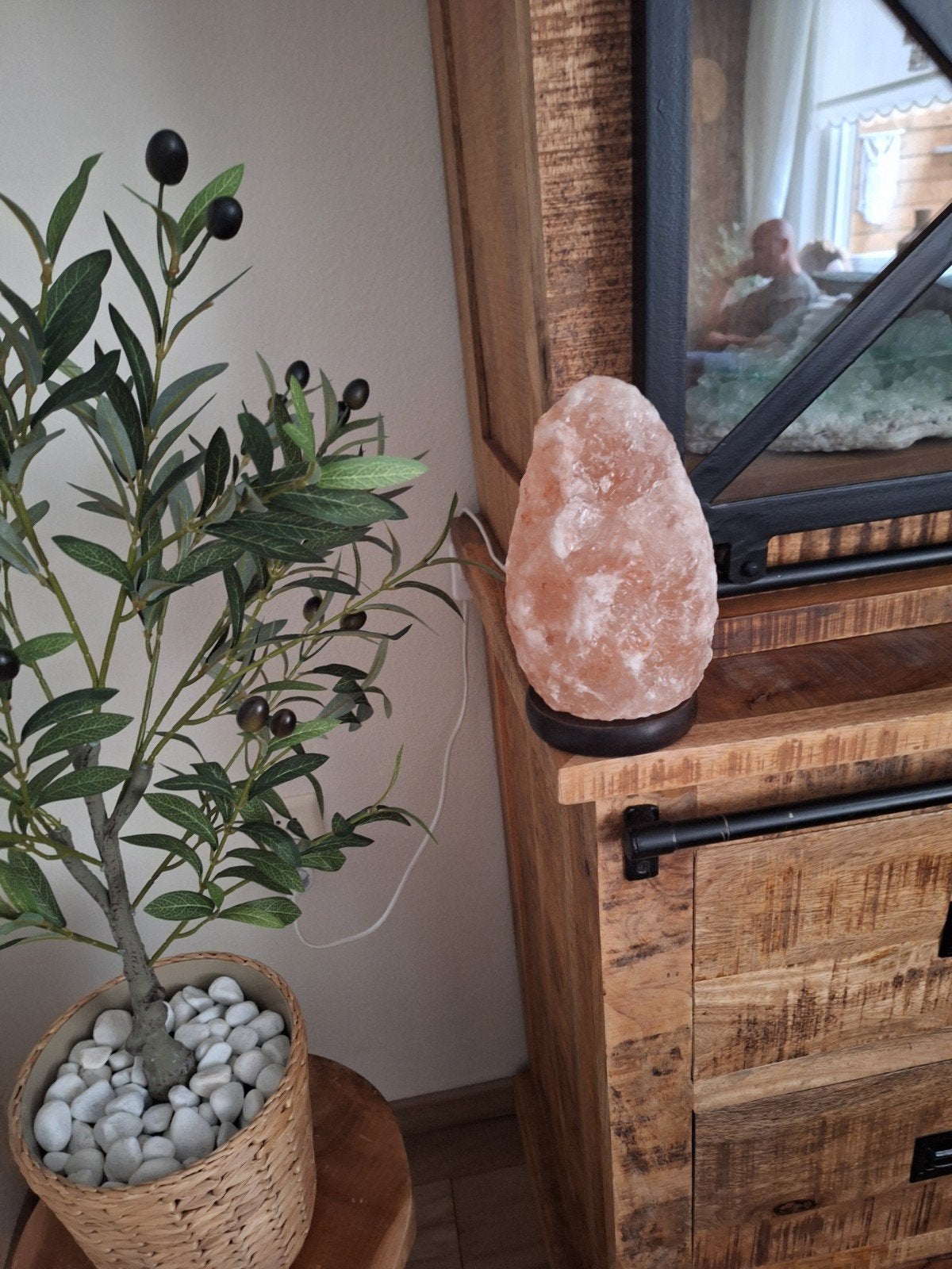 Mooie zoutlamp inclusief fitting, Ophalen of Verzenden, Zo goed als nieuw, Natuurlijk materiaal, Oranje