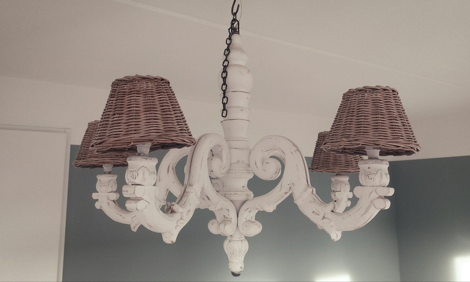 Hanglamp / kroonluchter hout, Ophalen, E14 (klein), Zo goed als nieuw, Landelijke