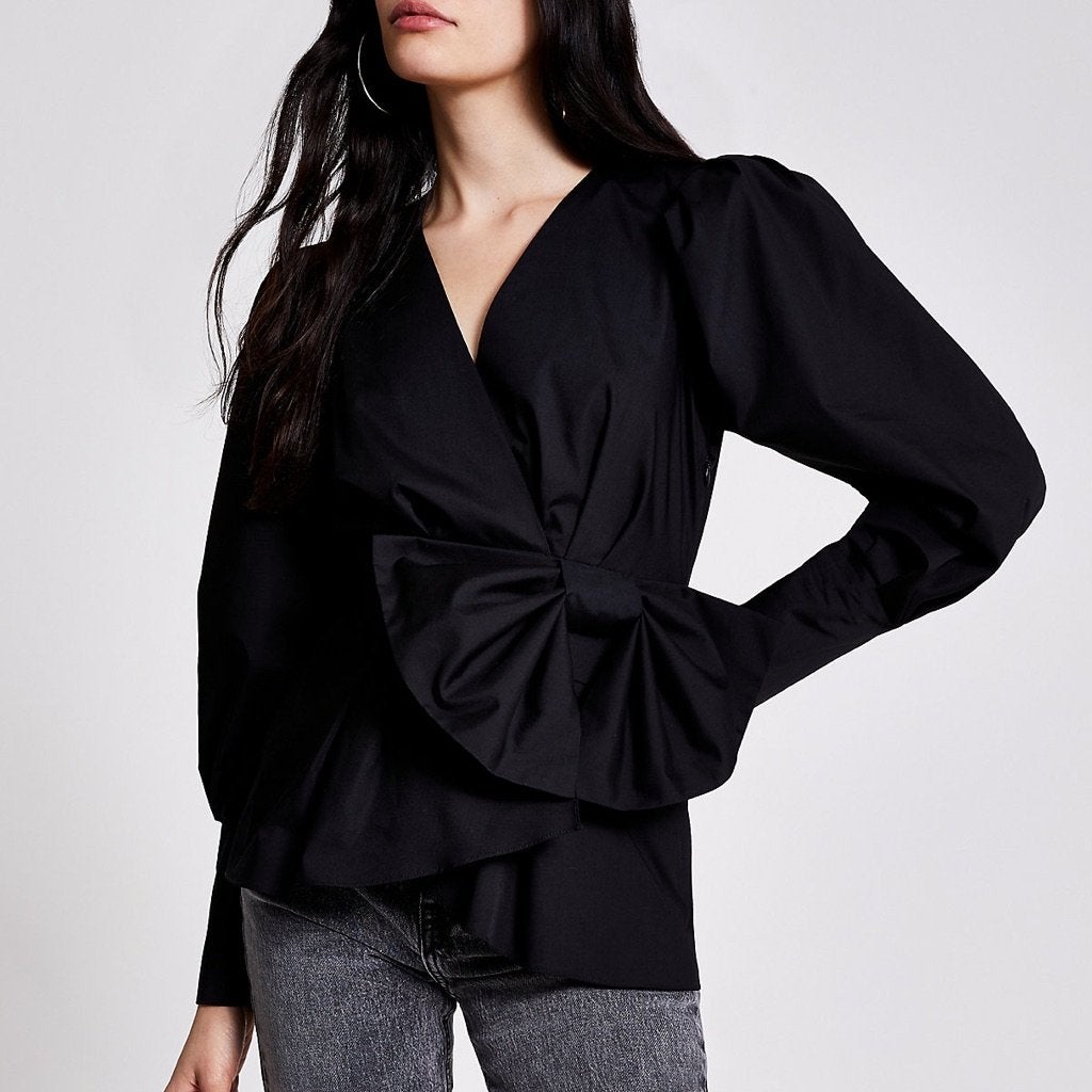 Dames River Island bloes blouse peplum wrap strik bow maat S, Nieuw, Ophalen of Verzenden, Maat 36 (S), River Island