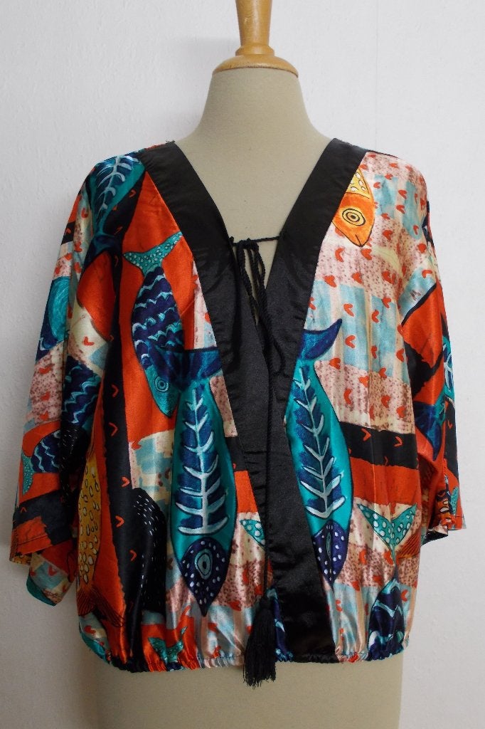 Aparte vissen print top! L, Overige kleuren, Verzenden, Maat 42/44 (L), Zo goed als nieuw