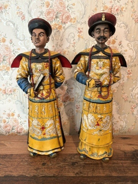 Prachtig paar Chinese Keizers in ceremoniële kleding ca.1980, Ophalen of Verzenden