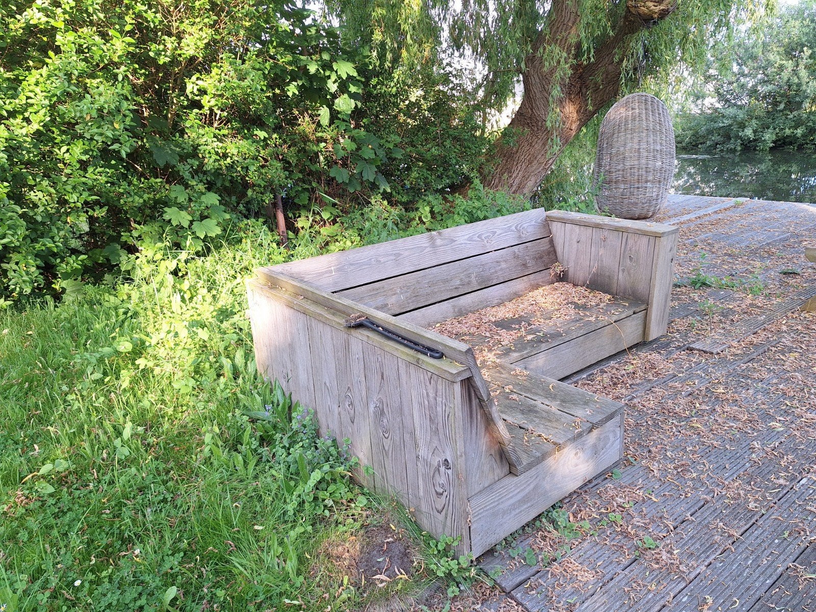 Twee robuuste steigerhouten banken voor buiten, Tuin en Terras, Ophalen, Gebruikt, Hout