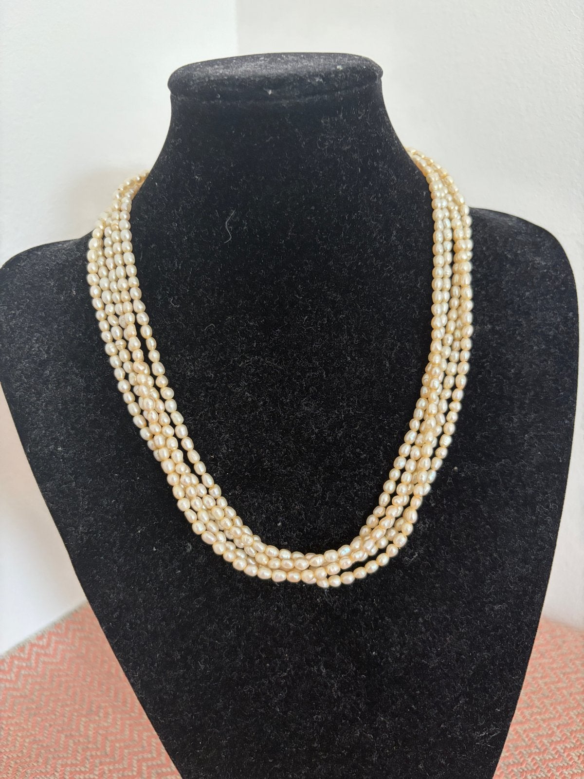 Prachtige Vintage Parelketting - Meerdere Rijen Parels, Sieraden, Tassen en Uiterlijk, Overige materialen, Beige, Ophalen of Verzenden