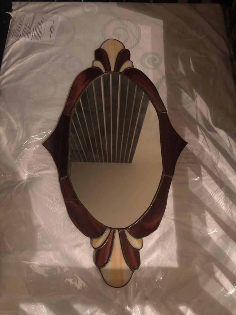 Vintage Glas in Lood Spiegel, Ophalen, Minder dan 50 cm, Gebruikt, Minder dan 100 cm