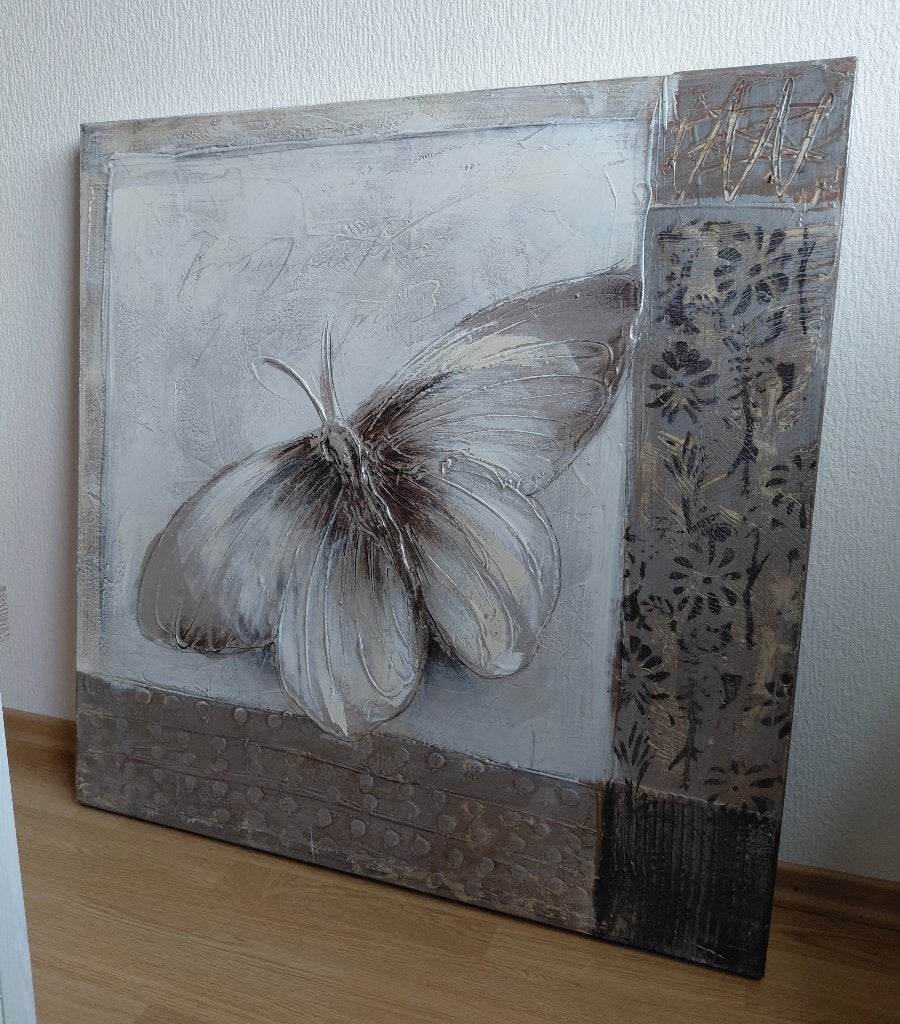 Schilderij vlinder, Antiek en Kunst, Kunst | Schilderijen | Modern, Ophalen