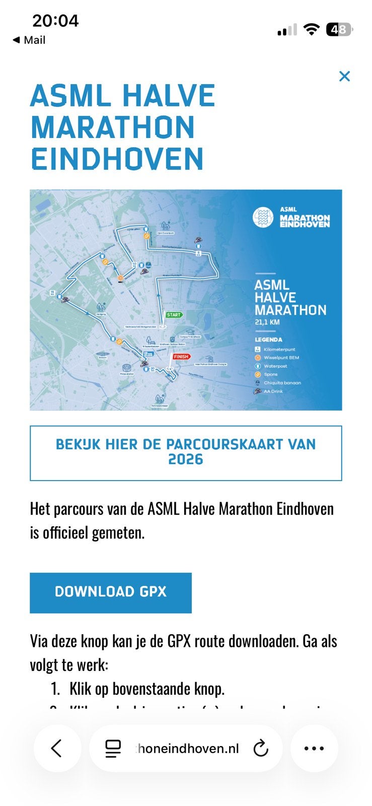 Ticket halve marathon Eindhoven, Eén persoon, Oktober