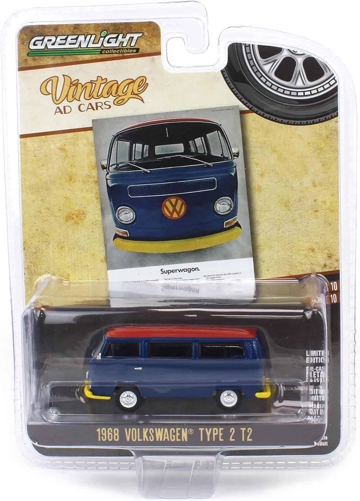 1968 VW Volkswagen bus T2 van Greenlight 1/64 Vintage, Hobby en Vrije tijd, Ophalen of Verzenden, Nieuw, Auto