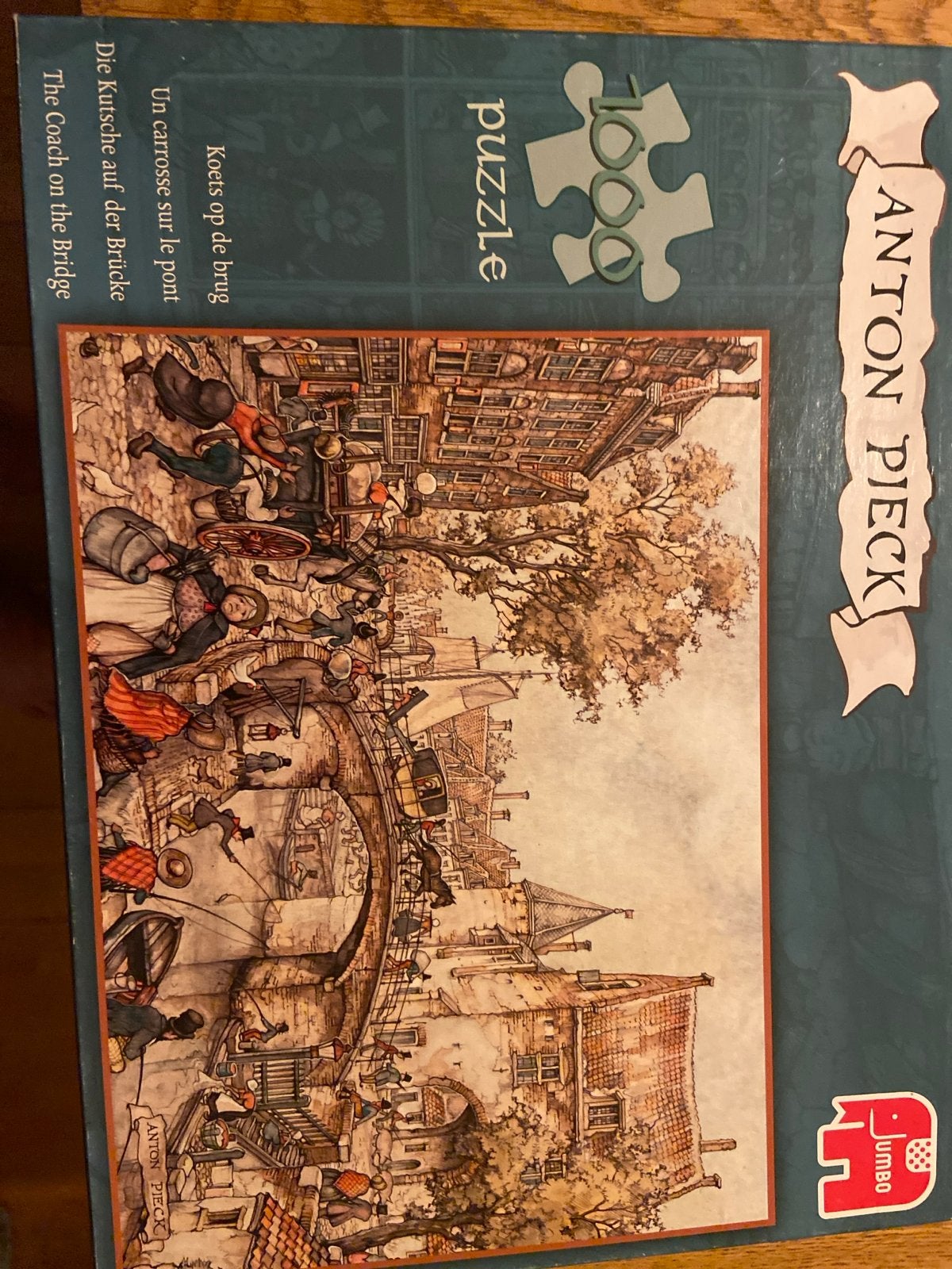 Anton Pieck Jumbo Puzzel 1000 stukjes - Koets op de brug, Hobby en Vrije tijd, Denksport en Puzzels, Ophalen of Verzenden, 500 t/m 1500 stukjes