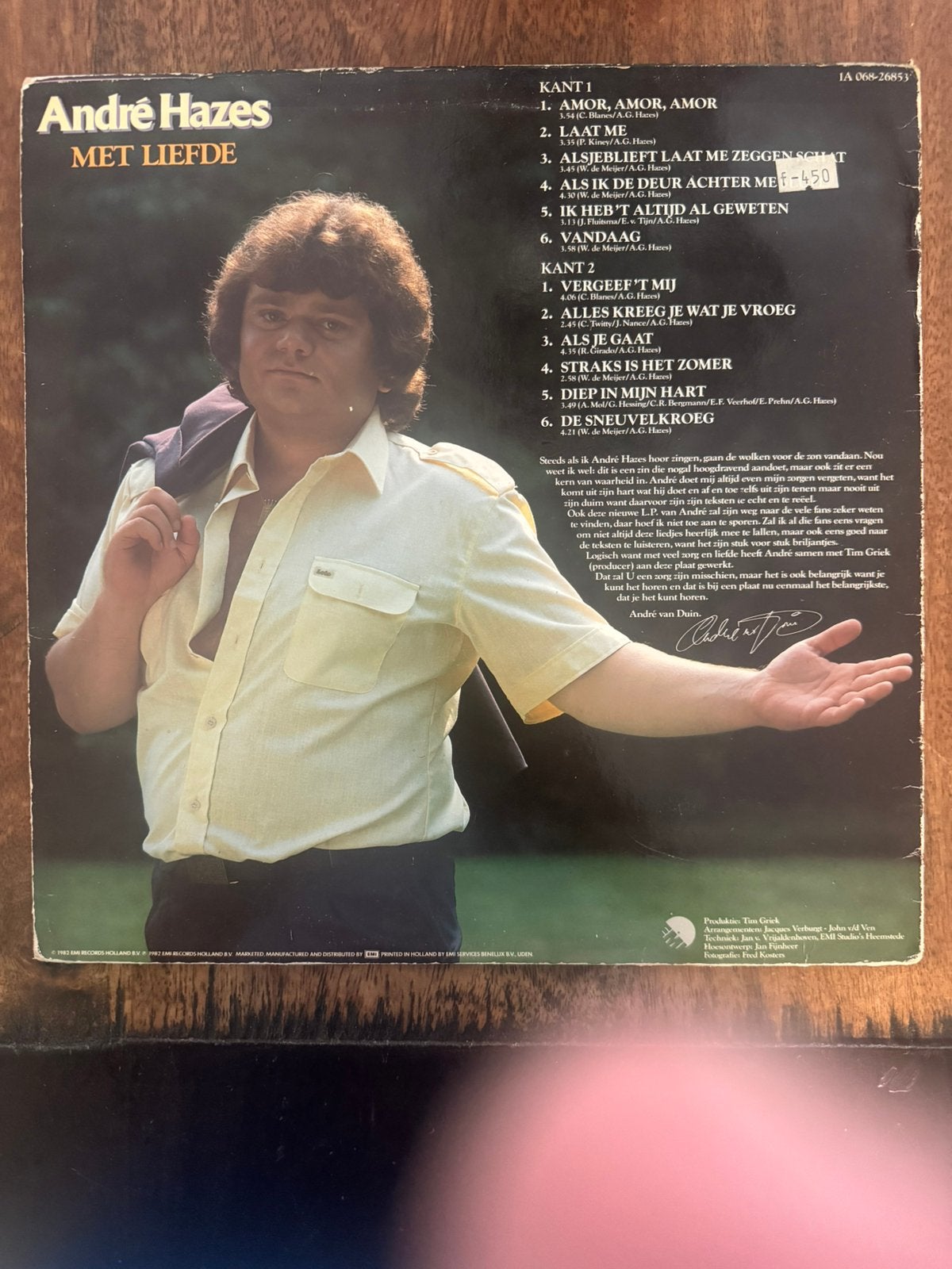 André Hazes Met Liefde, Cd's en Dvd's, LP, Gebruikt, Inclusief poster, Ophalen of Verzenden