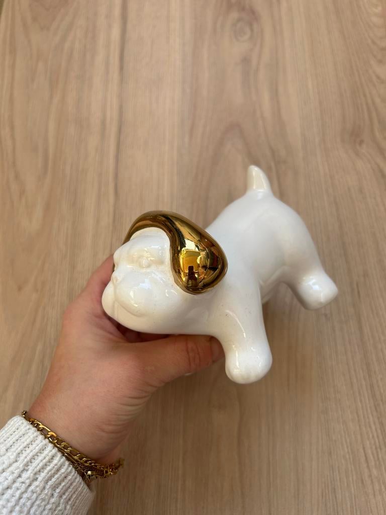 Nieuw Hond Beeldje Wit met Goud Keramiek Decoratie, Huis en Inrichting, Ophalen of Verzenden, Nieuw, Wit, Steen/keramiek
