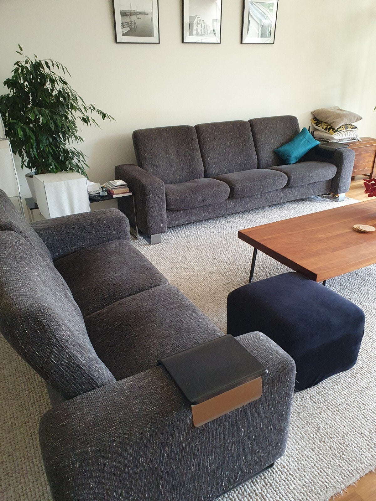 Stressless Space 2- en 3-zitsbank, bankstel, Ophalen, Driepersoons, 75 tot 100 cm, Rechte bank