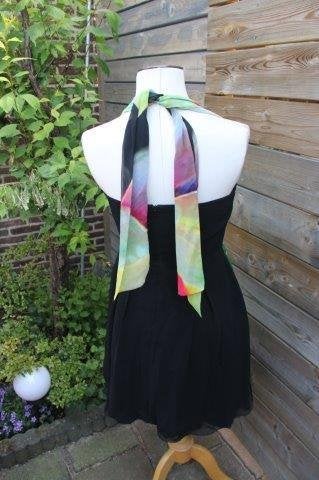 Jurk zwart/ kleur Addy van den Krommenacker mt 42 OPRUIMING, Zwart, Maat 42/44 (L), Ophalen of Verzenden, Zo goed als nieuw